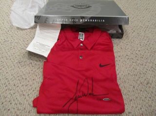 Tiger Woods Uda Signed Auto Sunday Red Golf Shirt Upper Deck Rare Masters