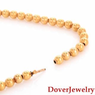 Antique Retro 14K Yellow Gold Bead Link Necklace 13.  1 Grams NR 5