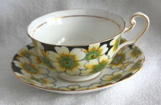 Victoria Fine Bone China " Anemone " Pattern Teacup And Saucer