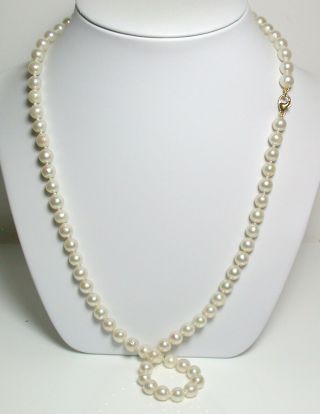 25 " Vintage Aa,  7mm Akoya Saltwater Cultured Pearl & 9 Carat Gold Necklace