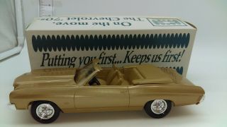 Vintage Chevrolet Dealer Promo Toy Model 1970 Chevelle Ss Gold Convertible & Box