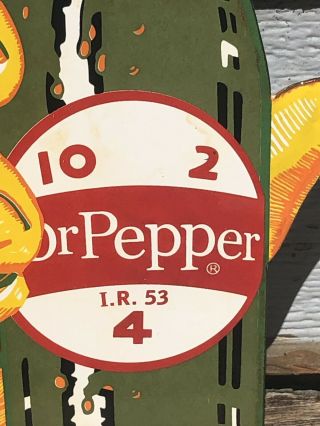 VINTAGE DR.  PEPPER 10 - 2 - 4 PORCELAIN GAS STATION DOOR SIGN DATED 1953 6