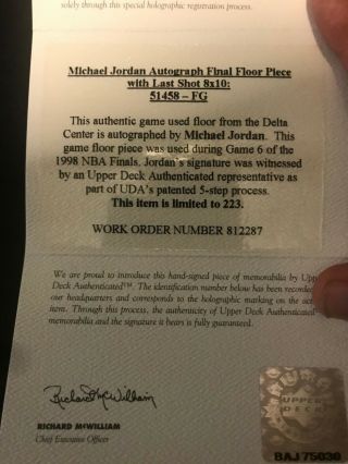 Michael Jordan Auto Floorboard Delta Center UDA 30/223 Framed Rare 2