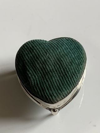 Art Deco Solid Silver Heart Pin Cushion Birmingham 1920 Sydney & Co 24.  1g 4