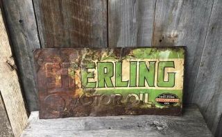 Sterling Pennsylvania Motor Oil Vintage Tin Metal Sign 14x27 Gas Auto
