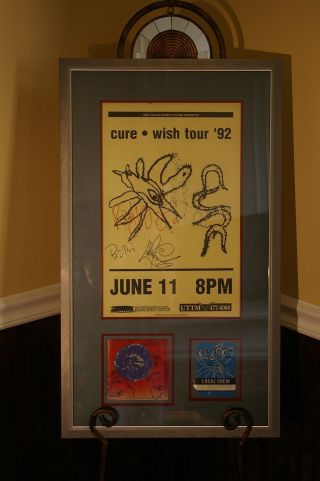 The Cure Autographed Signed Wish Tour Poster With Cd Art & Backstage Pass Rare