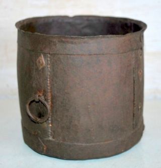 Old Vintage Iron Hand Forged India Tribal Grain Measurement Pot 1810 