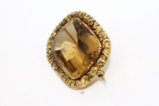A Fine Large Antique Victorian 15ct 625 Yellow Gold Citrine Brooch 13220 2