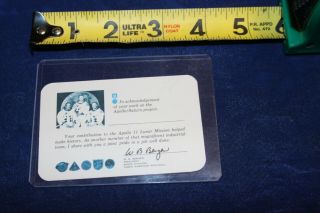 Extremely Rare Vintage NASA Apollo 11 North American Rockwell Team Award Card 3