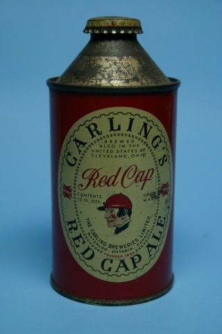 Rare Empty Vintage Carling Red Cap Ale Beer Tin Can Cone Top Complete Canada