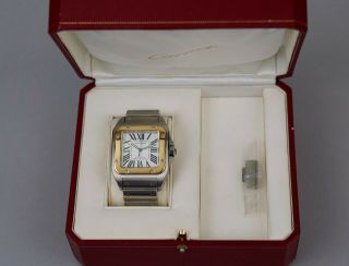 Cartier Santos 100 Large S/S 18K Gold Automatic Mens Rare Bracelet Version 38mm 4