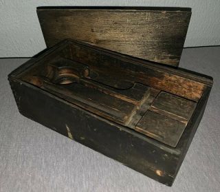 Antique Vintage Wooden Box Dovetail Corners Sliding Top Fit Machinist Tool 8x4.  5