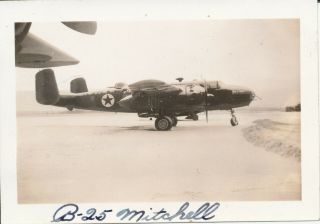 1944 Usaaf Atc 7th Fs Bismark Nd Airplane Photo 37 B - 25 Mitchell