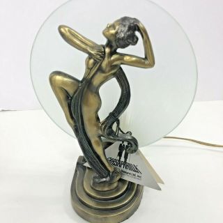 Vintage Art Deco Sarsaparilla Lamp Nude Nymph Frankart Brass Glass Disc 1985