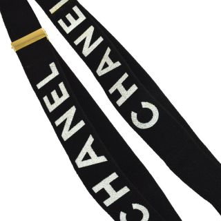 RARE Auth CHANEL CC Suspenders Black White Gold Canvas Leather Vintage RK13512e 5