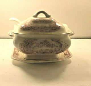 Royal Sealy Pink And White Large Soup Tureen