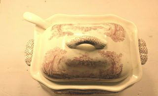 ROYAL SEALY pink and white LARGE SOUP TUREEN 2