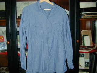 Wwii Era Us Navy Blue Chambray Denim Uniform Work Fatigue Shirt