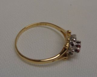 Vintage C.  1972 Ruby and Diamond Cluster Ring 18ct Yellow Gold - Size P (US 7.  5) 5