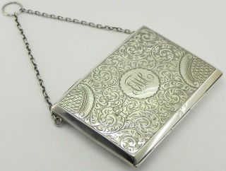 Victorian Solid Silver Card Case / Wallet & Pencil,  136gr,  Birm 1899,  By Jr.