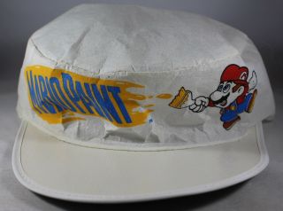 White Nintendo Mario Paint Painters Hat Authentic Vintage Promo Near Rare