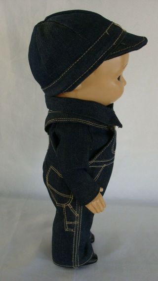 Vintage Buddy Lee Jeans Doll Union Made Denim Overalls Cap & shirt Circa 1950s 2