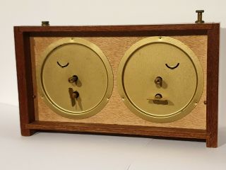 Vintage ' 50s Dutch Fa.  Koopman wooden dark oak analog Chess Clock dated 02 6