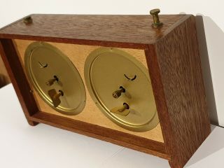 Vintage ' 50s Dutch Fa.  Koopman wooden dark oak analog Chess Clock dated 02 7