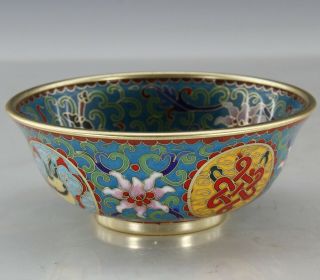 Chinese Exquisite Handmade copper Cloisonne bowl 3