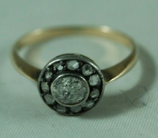 Antique 15ct Yellow Gold & Silver 1/2 Carat Diamond Ring Af Size N 1.  8g A602017