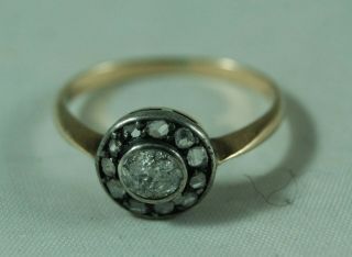 Antique 15ct Yellow Gold & Silver 1/2 Carat Diamond Ring AF Size N 1.  8g A602017 2