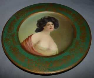 Metal Portrait Advertising Plate Victorian Lady Vienna Art Plate H.  D.  Beach Co.