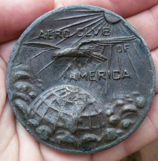 Rare Antique Metal Aero Club Of America 1919 Medal Or Paperweight Early Aviation