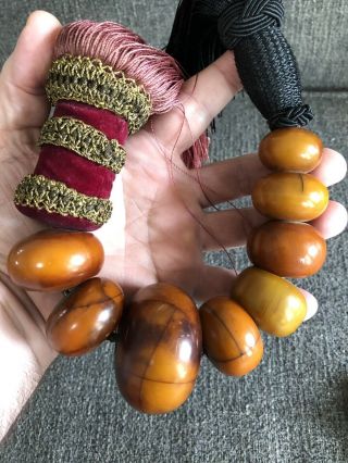 Gorgeous Antique Baltic Butterscotch Egg Yolk Natural Amber Beads 1920’s Vintage 5