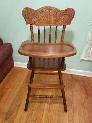 Vintage Wooden Baby High Chair,  Jenny Lind,  Classic,  Med Brown,  First Birthday