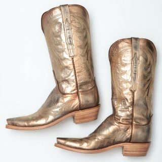 Lucchese Lily Antique Bronze Gold Western Cowboy Boots - Women ' s 8 B 3