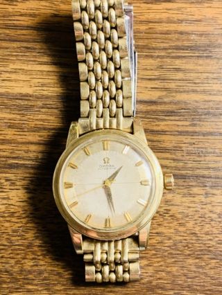 Mens Vintage Omega Automatic 14k Yellow Gold Filled Watch In Good Cond
