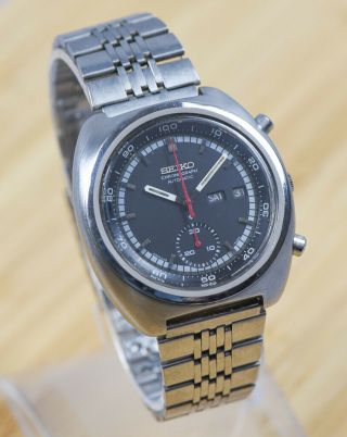 Vintage SEIKO Chronograph Stainless Steel Watch w/ Signed Band SERVICED 3
