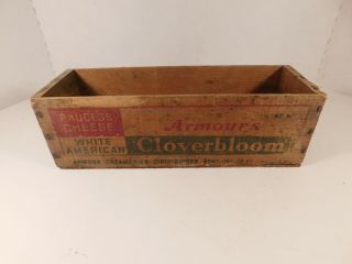 Vintage Armour ' s Cloverbloom American Cheese 5 Pound Wooden Cheese Box 3