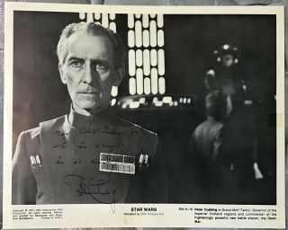Peter Cushing Signed Star Wars Tarkin 8x10 Rare Bas