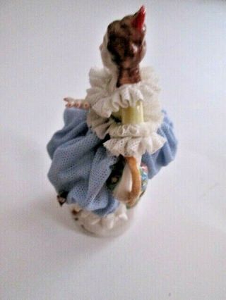 Antique Dresden Lace Lady with Basket Figurine GERMANY 4 