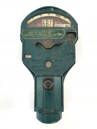 Antique Vintage Parking Meter Nickel Ohio Mi - Co Meter Michaels Art Bronze Co.