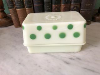 Vintage Mckee Green Dots & Custard 1 Lb Butter Dish 1920 - 1930’s