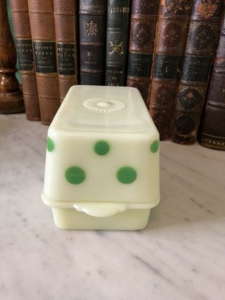 Vintage McKee Green Dots & Custard 1 Lb Butter Dish 1920 - 1930’s 2