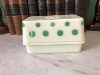 Vintage McKee Green Dots & Custard 1 Lb Butter Dish 1920 - 1930’s 3