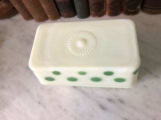 Vintage McKee Green Dots & Custard 1 Lb Butter Dish 1920 - 1930’s 5