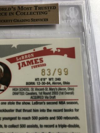 2005 - 06 Lebron James Topps Chrome Gold Refractor 83 Of 99.  Very Rare 4