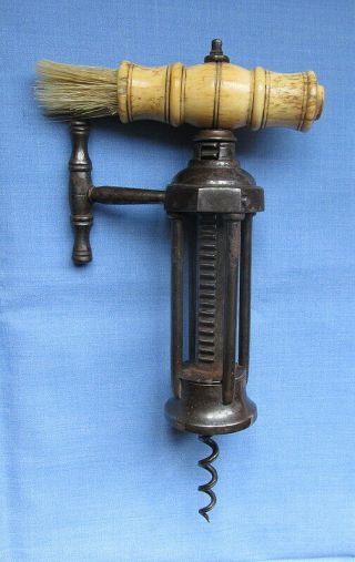 Antique Four Round Pillar Mechanical Corkscrew/side Winding Handle/fluted Helix