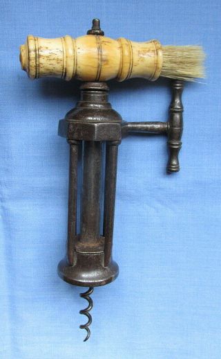 Antique Four Round Pillar Mechanical Corkscrew/Side Winding Handle/Fluted Helix 6