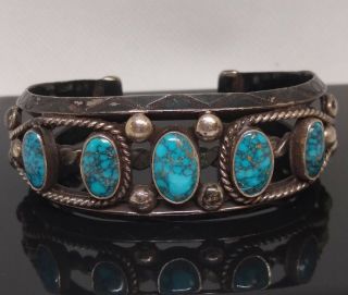 FranK or Fred Peshlakai,  Navajo,  Turquiose and Silver Vintage Cuff Bracelet. 2